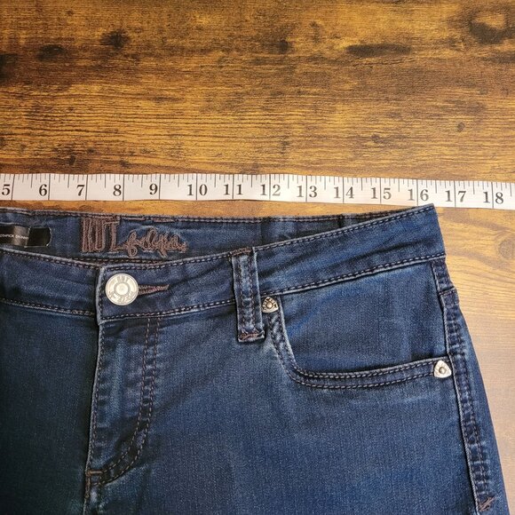 KFTK Jeans Size 8 Viv Toothpick Skinny Mid Rise Button Flap Dark Wash Stretch - Picture 7 of 12